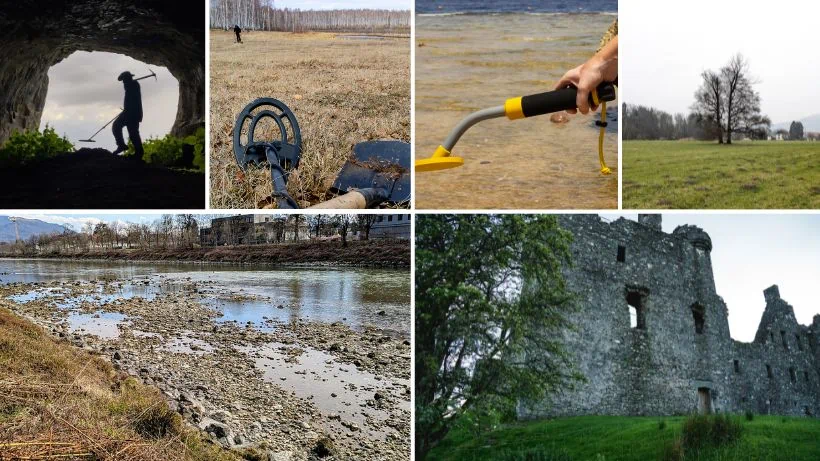 15 gute Plätze zum Sondeln: Tipps zum Sondeln und eine Übersicht verschiedener Suchorte wie Felder, Wälder, Strände und historische Ruinen.