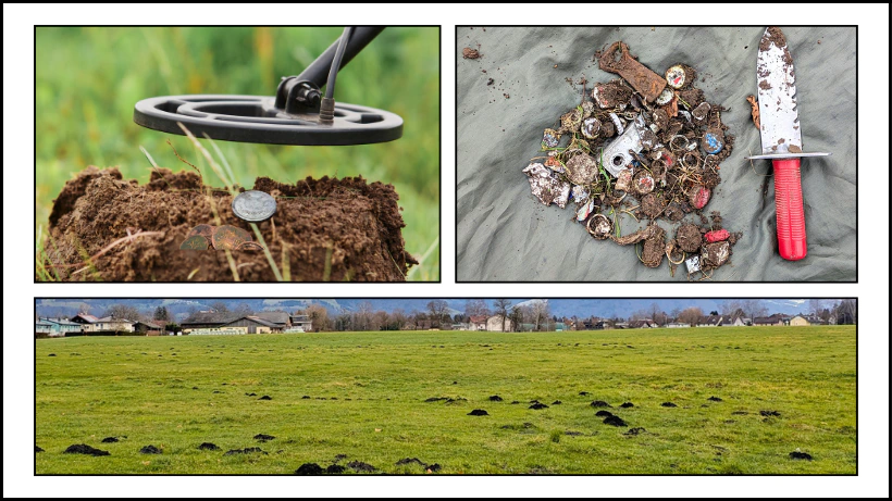 Ackerfunde mit dem Metalldetektor Teknetics Eurotek Pro , alte Münze und Schrott