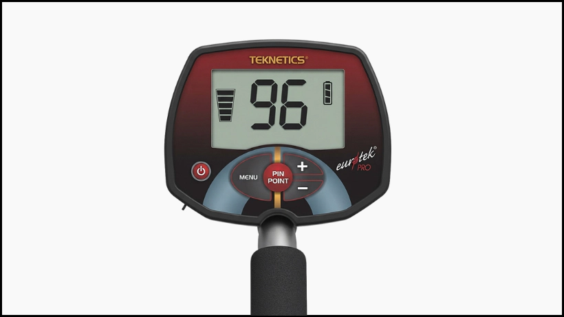 Teknetics Eurotek Pro Bedieneinheit mit klarer Displayanzeige, Leitwert 96, Batteriestand und mechanischen Tasten für Menü, Pinpoint und Power