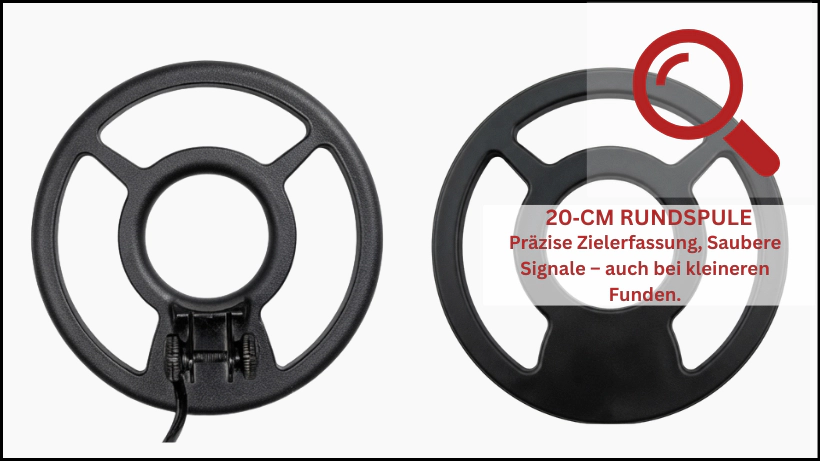 20‑cm Rundspule des Teknetics Eurotek Pro – präzise Zielerfassung und saubere Signale für kleine und mittlere Funde