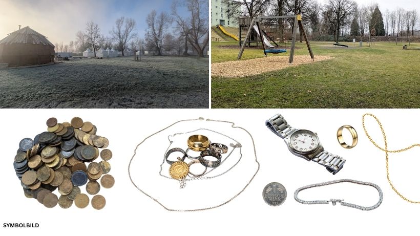 Schatzsuche mit Metalldetektor, Legal Suchen, Park, Strandbad, Wasser, Schmuck und Geld Funde