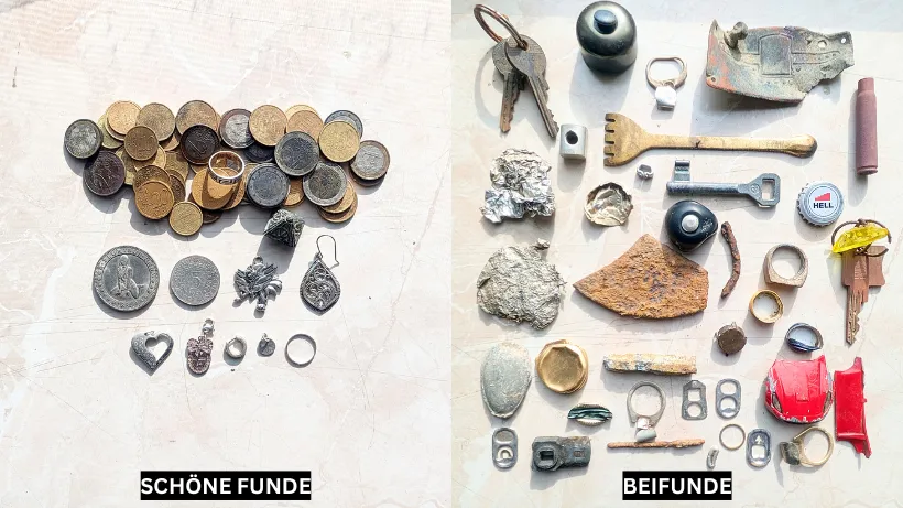 Funde mit X-Terra Elite, Münzen und Schmuck sowie Beifunde wie, Alulaschen, Bierstöpsel, Eisen usw