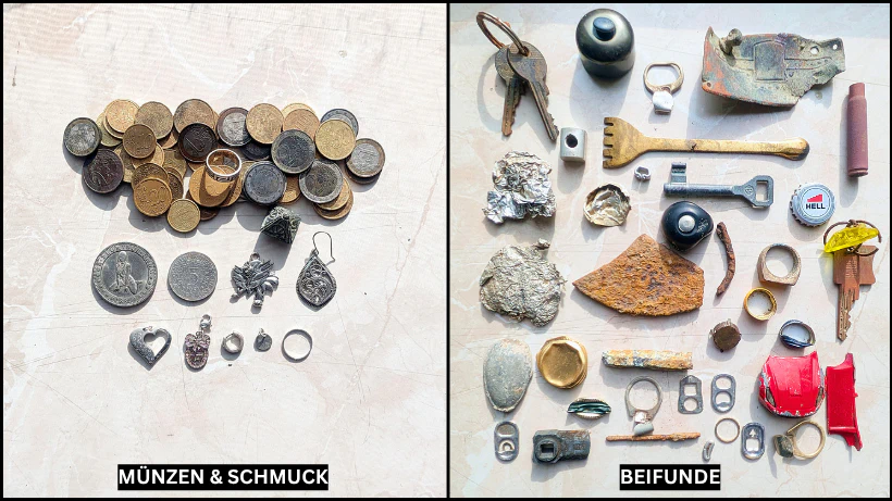 Funde mit X-Terra Elite, Münzen und Schmuck sowie Beifunde wie, Alulaschen, Bierstöpsel, Eisen usw.