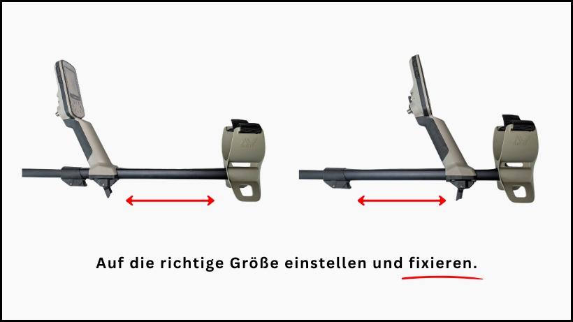 Verstellbare Bedieneinheit, des Minelab X-Terra-Elite, für jede Armlänge geeignet