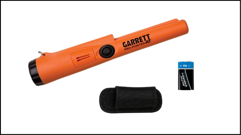 Lieferumfang des Garrett Pro-Pointer AT, Pro-Pointer, Holster, Batterie